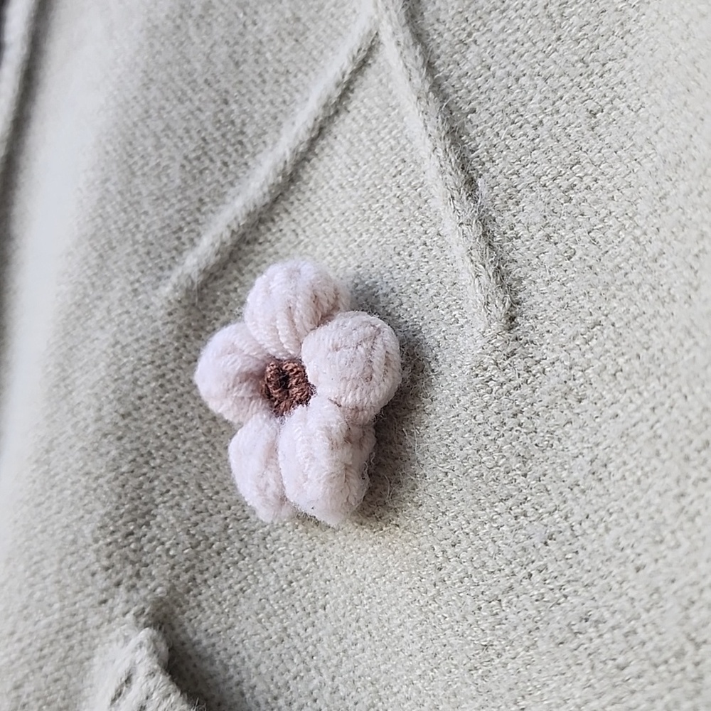 Soft Sage Green Flower Appliqué Cardigan Sweater - Picture 2 of 6